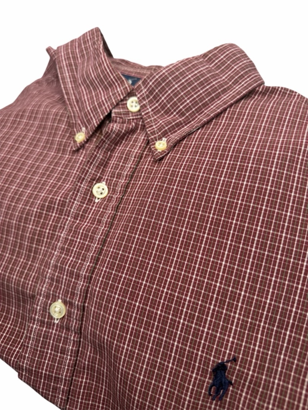 Ralph Lauren Maroon Plaid Button-Down Shirt